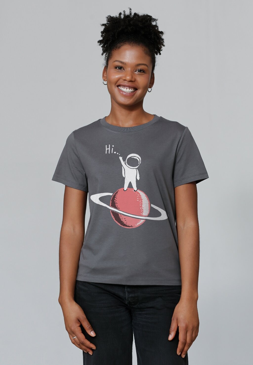 

Футболка с принтом ASTRONAUT SAYS HI watapparel, антрацит