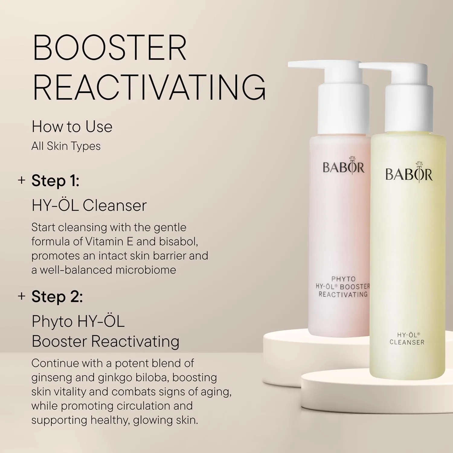 Набор BABOR HY-OL Cleanser & Phyto HY-OL Booster Reactivating Set: двойное очищение, очищающее масло и масло для снятия макияжа, успокаивает и оживляет сухую кожу., White — фото 4