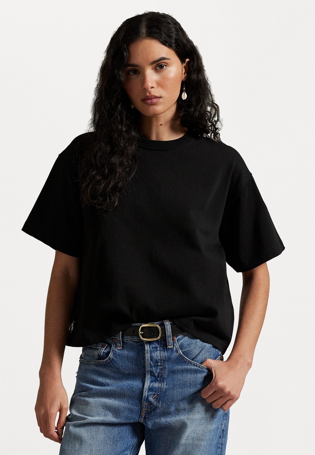 

Базовая футболка RELAXED CROP FIT COTTON JERSEY TEE Polo Ralph Lauren, черный