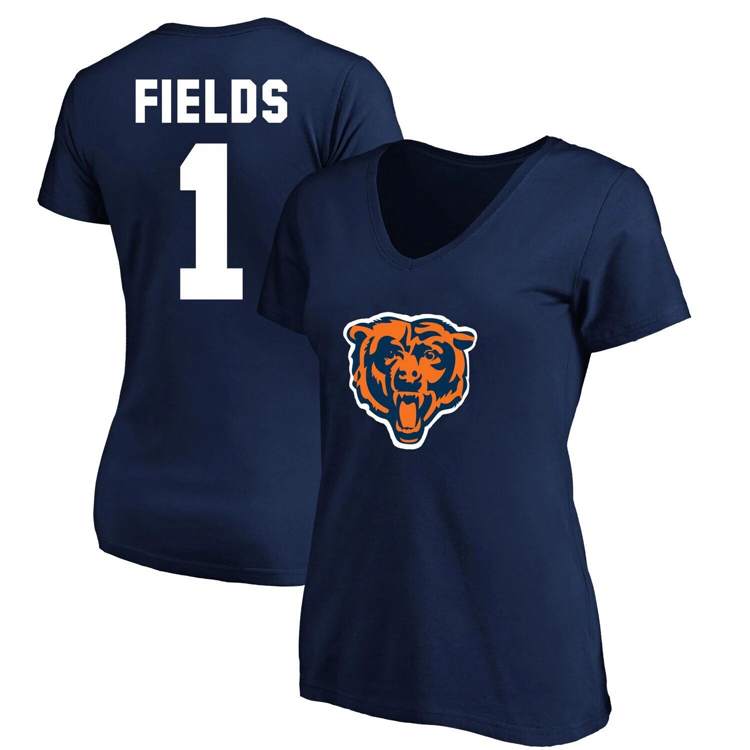 

Женская футболка Fanatics с логотипом Justin Fields, темно-синяя футболка Chicago Bears размера плюс с именем и номером игрока с v-образным вырезом Fanatics, Синий, Женская футболка Fanatics с логотипом Justin Fields, темно-синяя футболка Chicago Bears ра