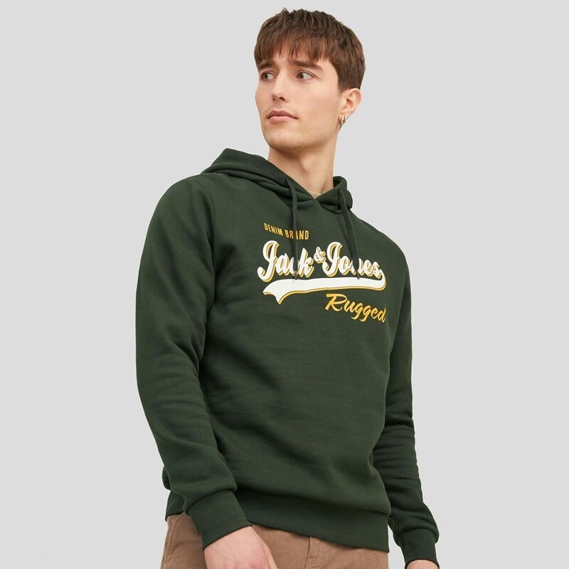 

Мужская толстовка с логотипом Sweat ηood 2 Jack & Jones, зеленый
