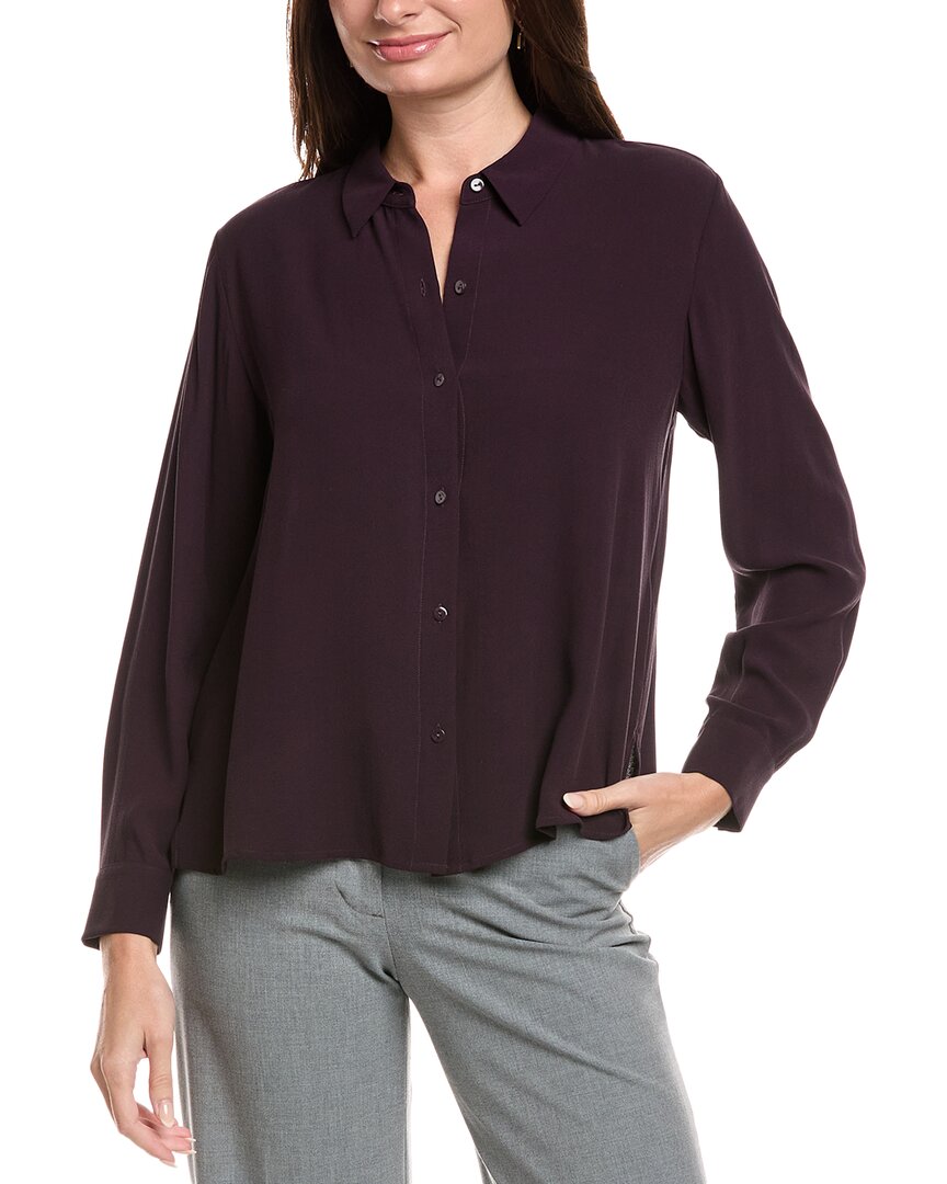 

EILEEN FISHER Petite Классическая шелковая блузка с воротником, фиолетовый