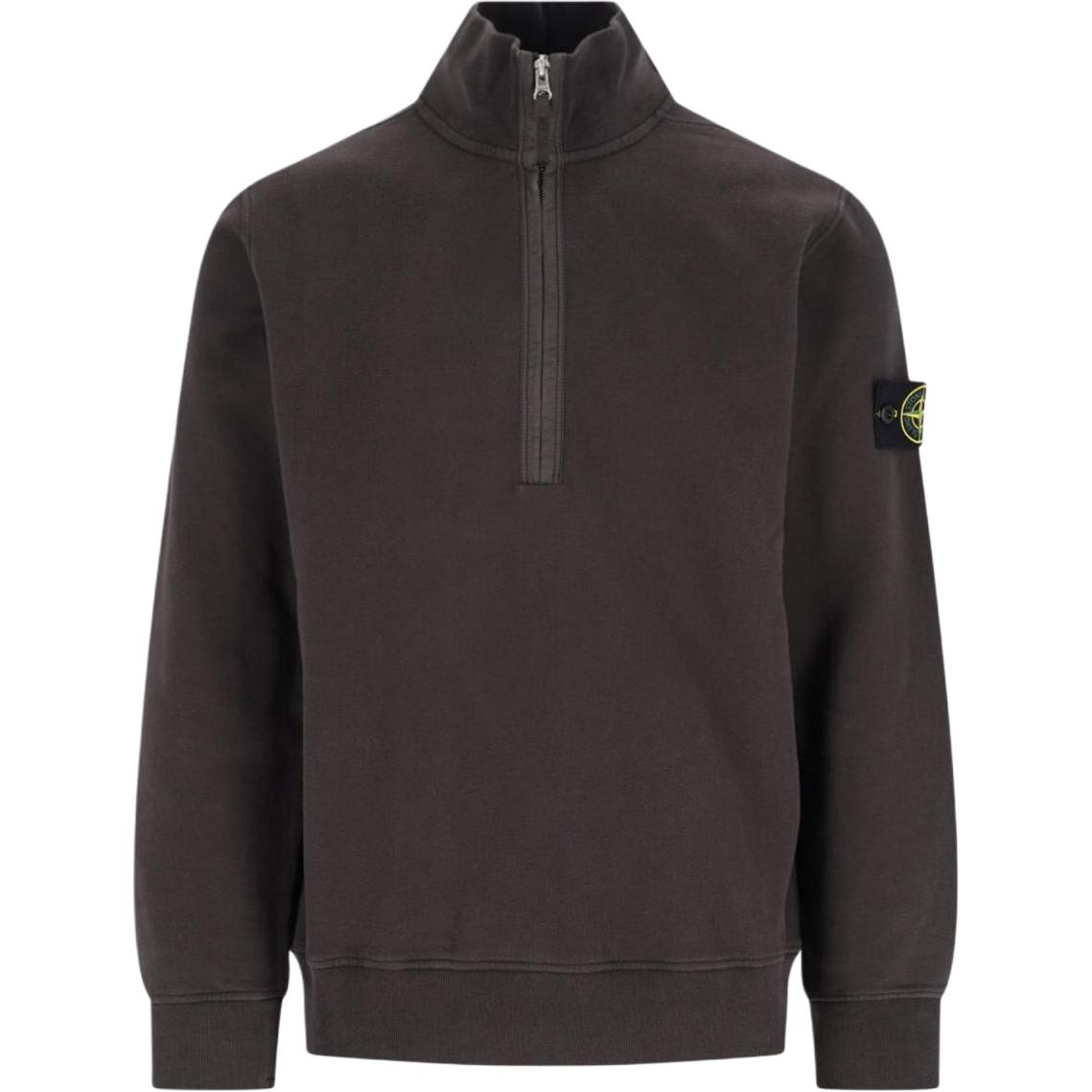 

Полу-зип хлопковый свитшот STONE ISLAND, серый