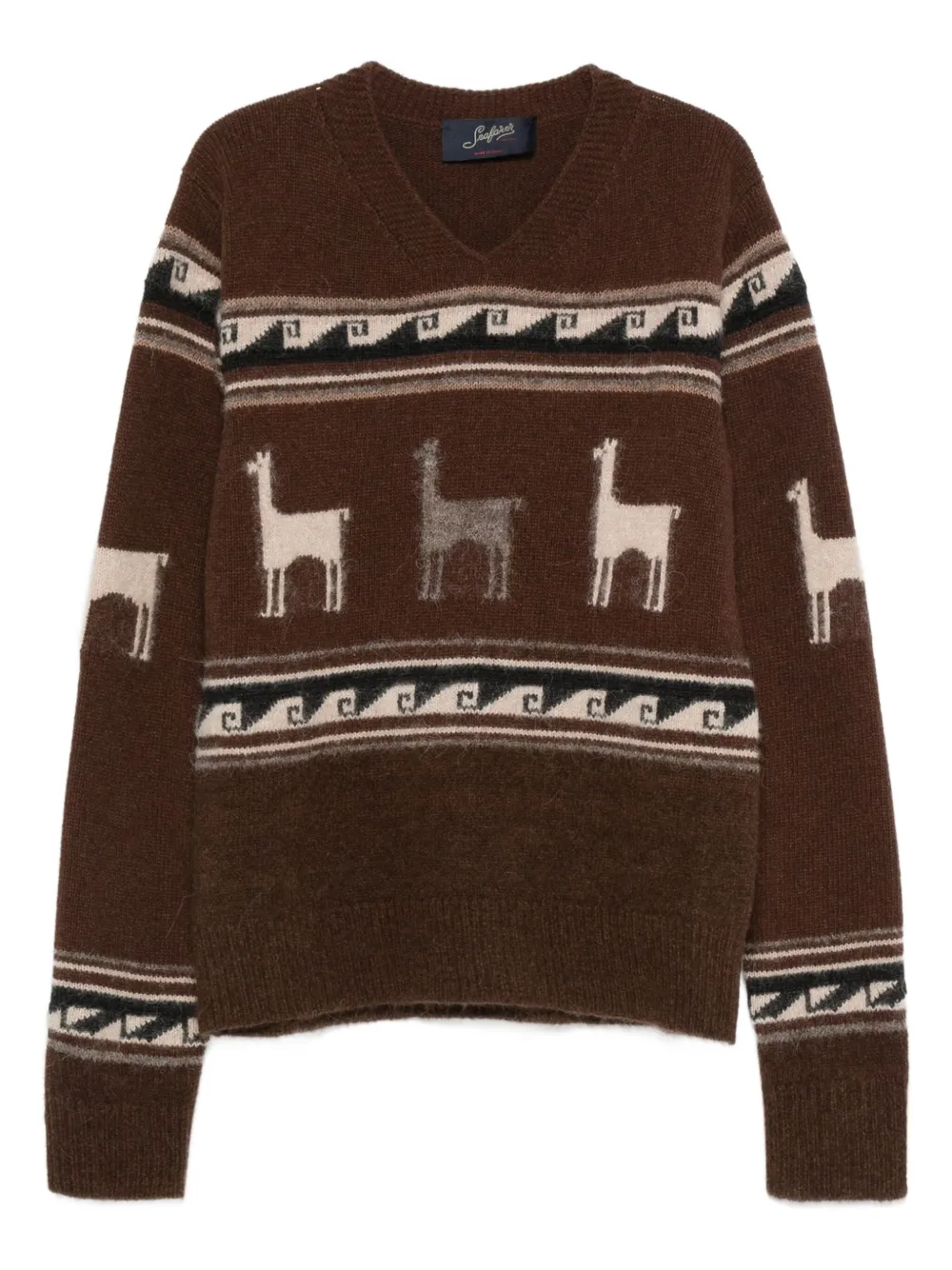 

Свитер с V-образным вырезом и узором Seafarer, коричневый