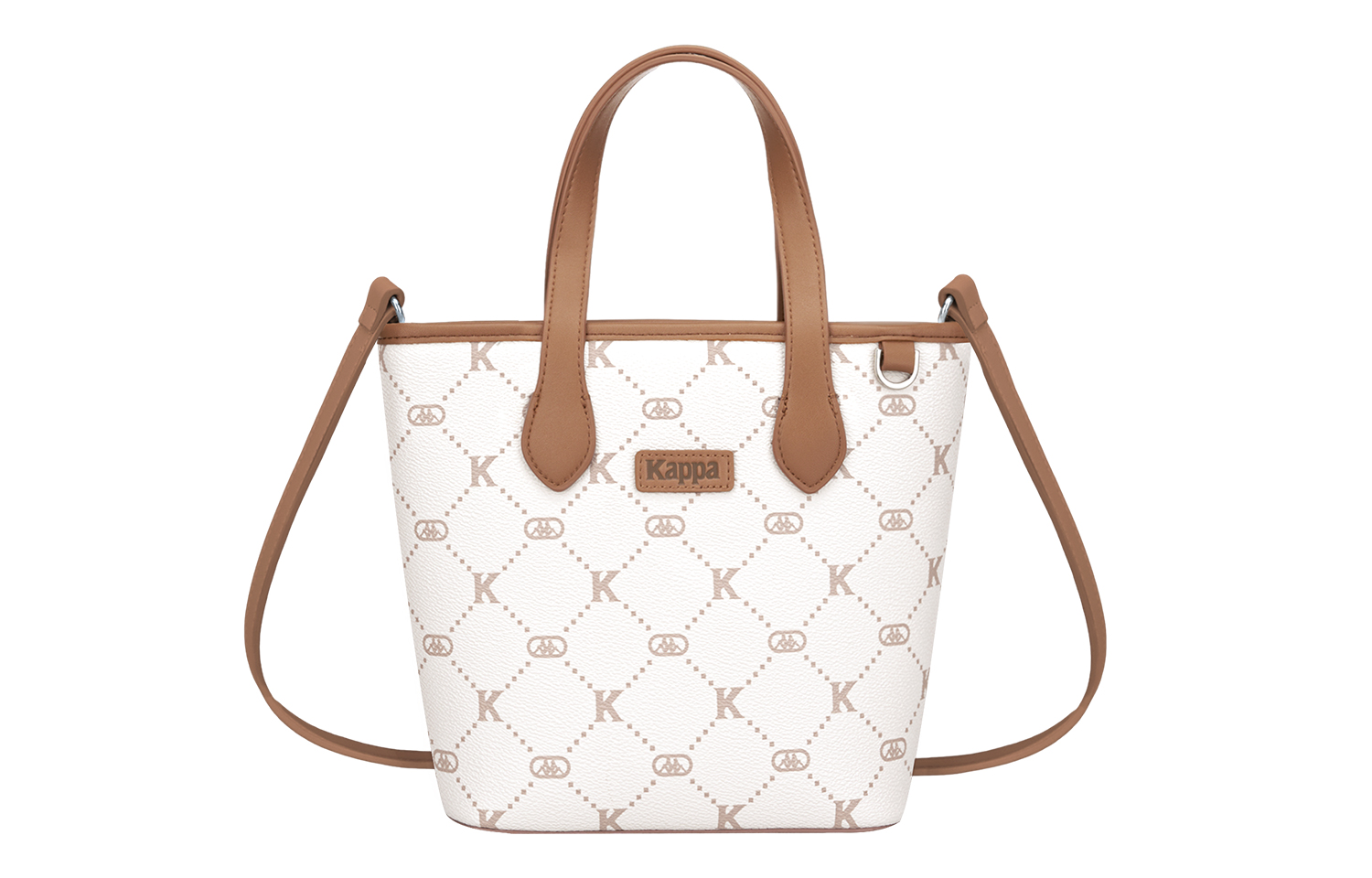 

Матовый кожаный корзиночный тоут Плечевая сумка, через плечо, повседневная женская сумка Коричневый цвет "Кокосовый латте" Каппа