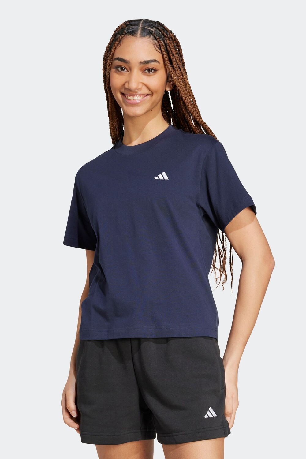 

Футболка с маленьким логотипом, 100% хлопок Adidas, синий