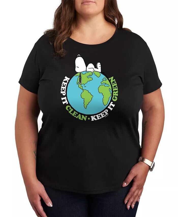 

Модная футболка больших размеров с рисунком Snoopy Clean Earth Hybrid Apparel, черный