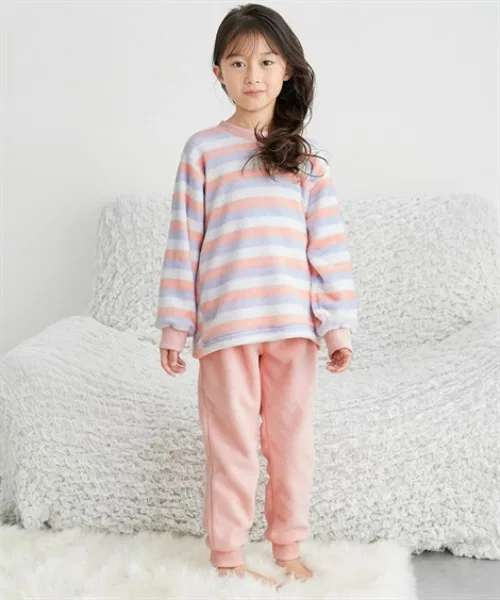 Флисовая пижама с полосками Nissen Kids, розовая