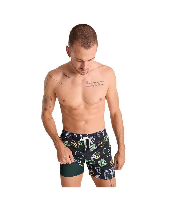 

Мужские плавки Green Bay Packers The Neon Lined Classic, 5.5", черные Chubbies