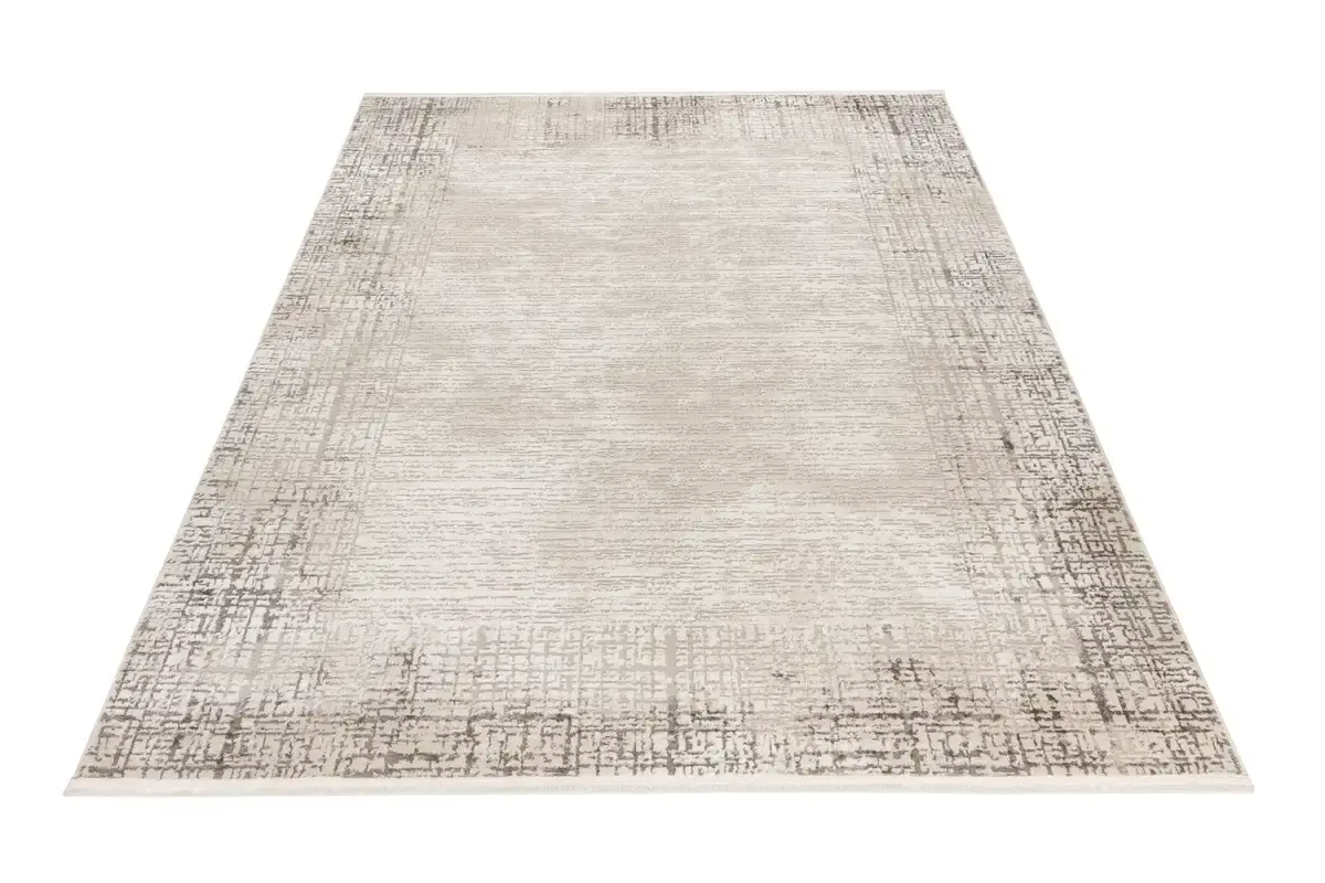 

Ковер Obsession "My Memphis 380", прямоугольный, современный 3D дизайн, с бордюром и бахромой 120х170 см, серый