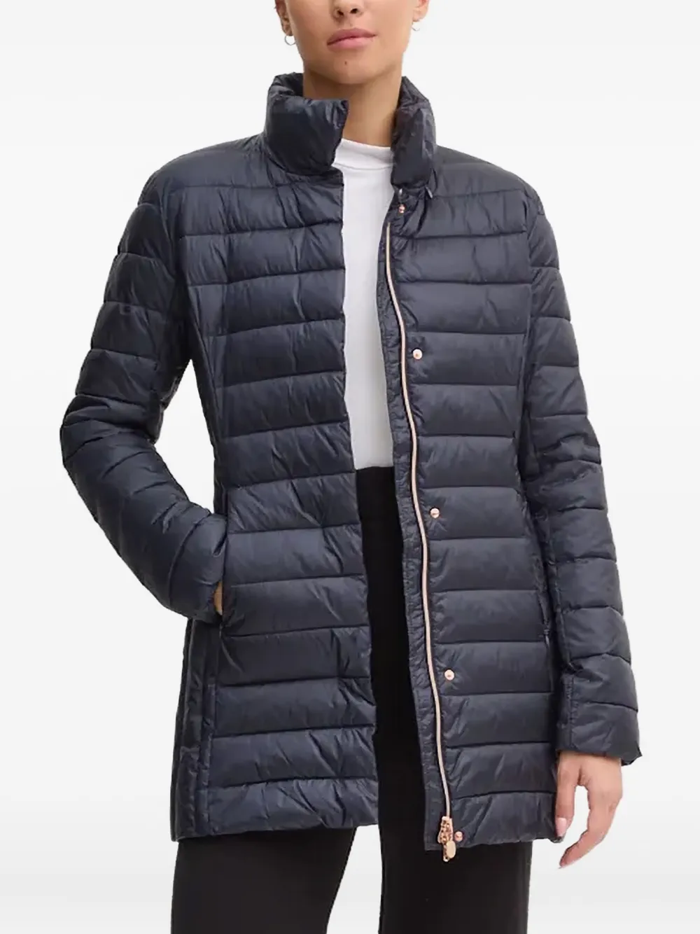 

Стеганое пальто с логотипом-нашивкой Ea7 Emporio Armani, синий