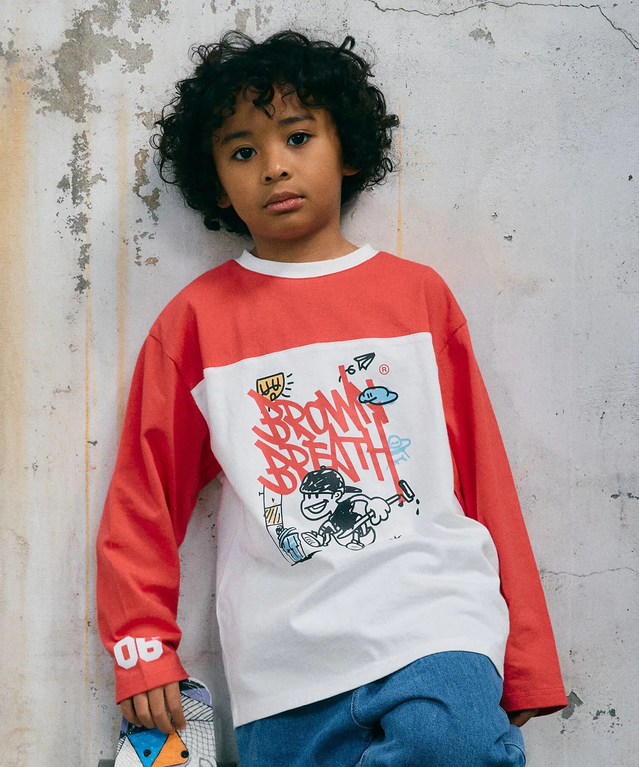 Детская футболка с длинным рукавом "Color Block" красная от Brownbreath Kids