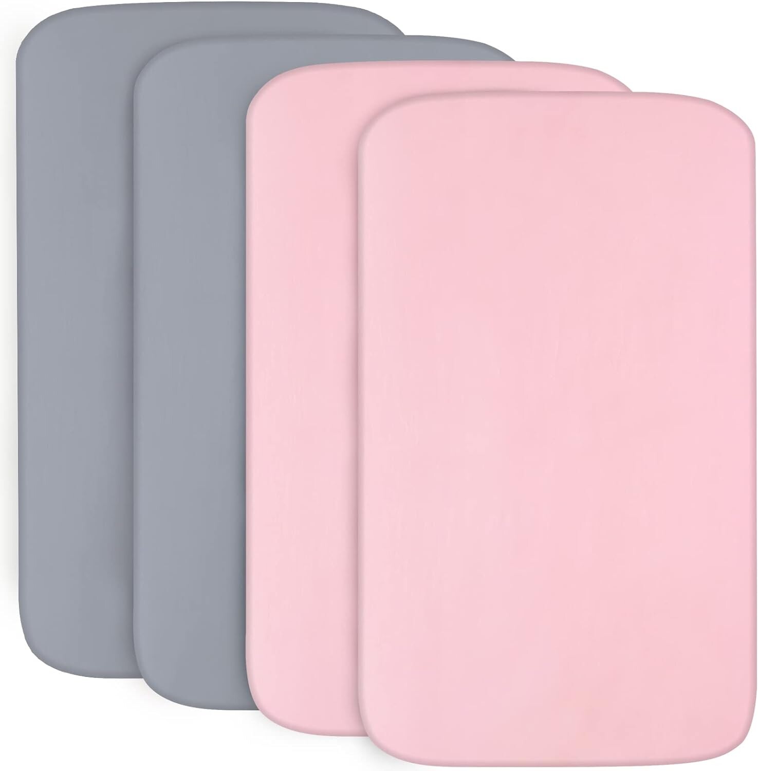 

Комплект из 4 простыней для кроватки для мальчиков и девочек — дышащие, мягкие детские простыни из микрофибры темно-серого и розового цвета Biloban, Dark Grey & Pink