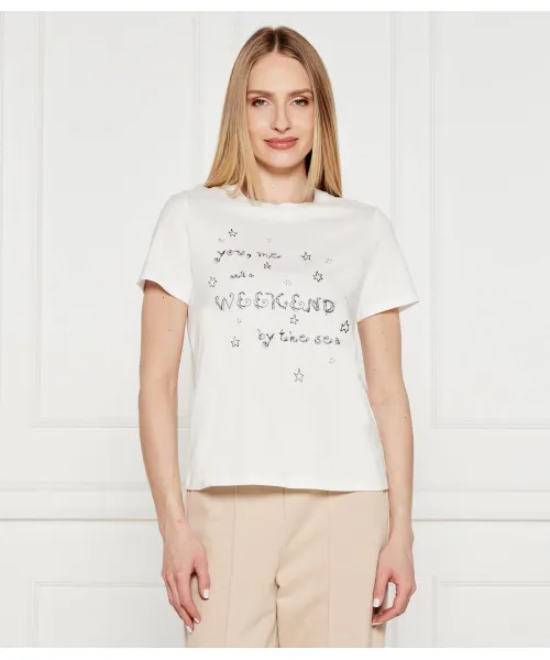 

Футболка с изображением попугая ара Regular fit Weekend Maxmara, белый