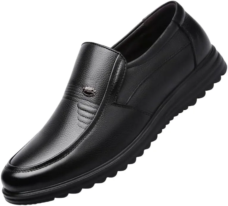 Men's Casual Flat Leather Shoes - Lightweight and Comfortable - Business - Commuting and Daily Use Fusecottc, черный