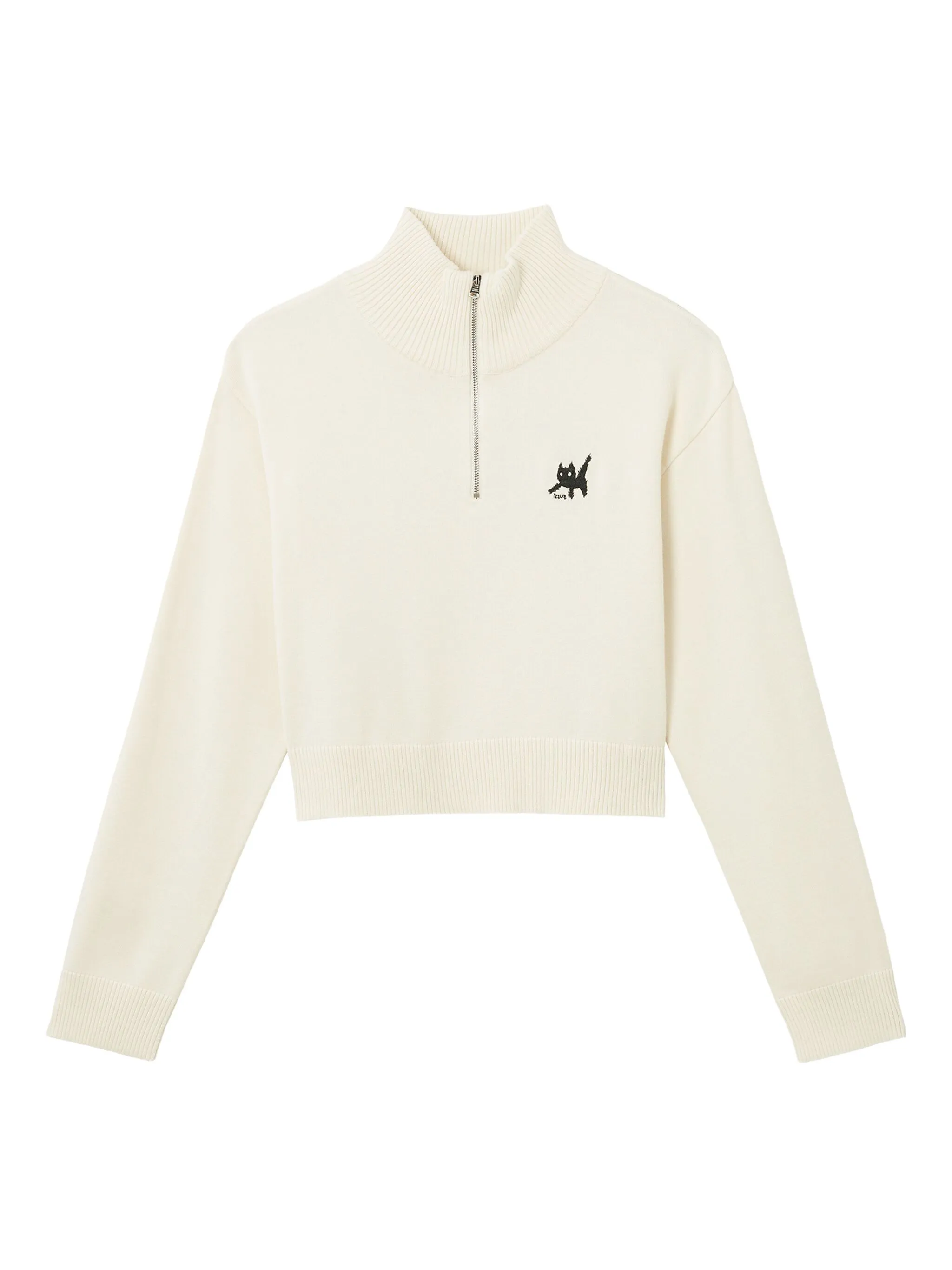 

Свитер с воротником на молнии и вышивкой Izzue, белый