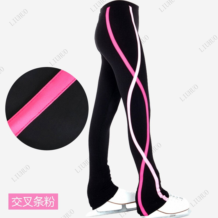 

HEAD Комплект для тренировок и выступлений по фигурному катанию, утепленные черные брюки, доступны в разных цветах, профессиональная тренировка для женщин, розовый с поперечными полосками (всесезонный стиль), размер 3XL