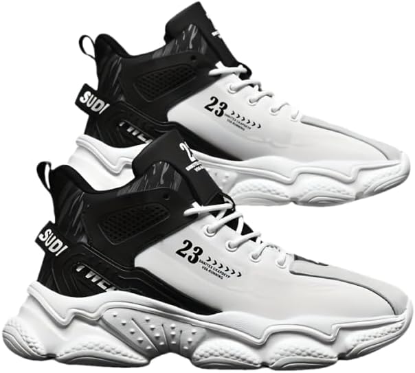 

Мужские высокие кроссовки для баскетбола Hhhchpm - дышащие, с противоскользящей резиновой подошвой с амортизацией, прочные и стильные для бега и повседневной носки в любое время года, белый