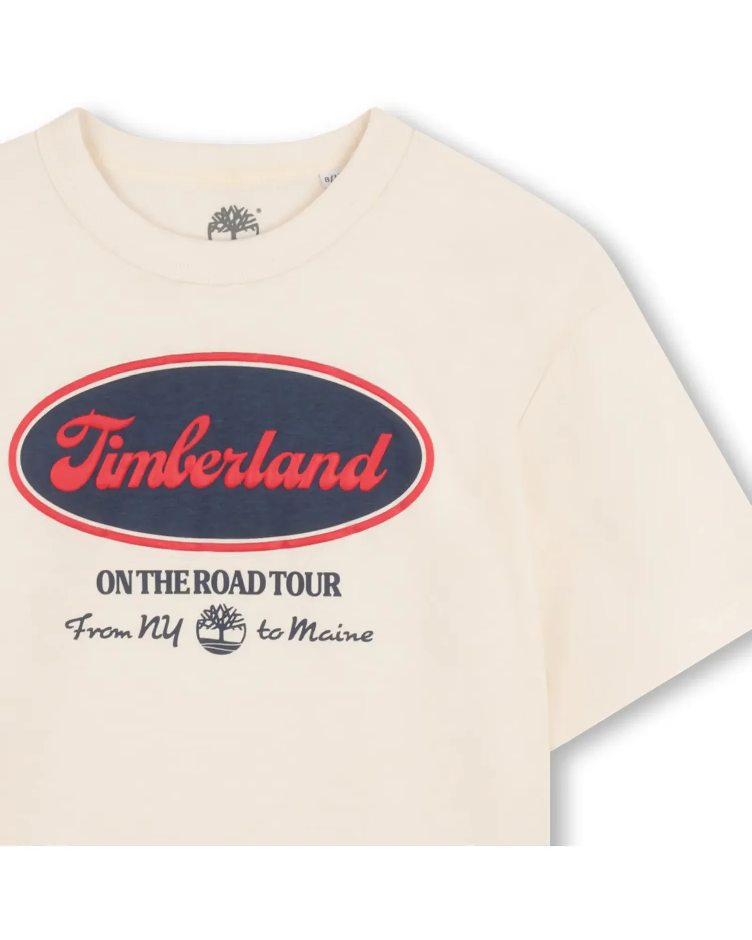 Футболка для мальчика с короткими рукавами и рисунком спереди, из хлопка Timberland, Natural — фото 2