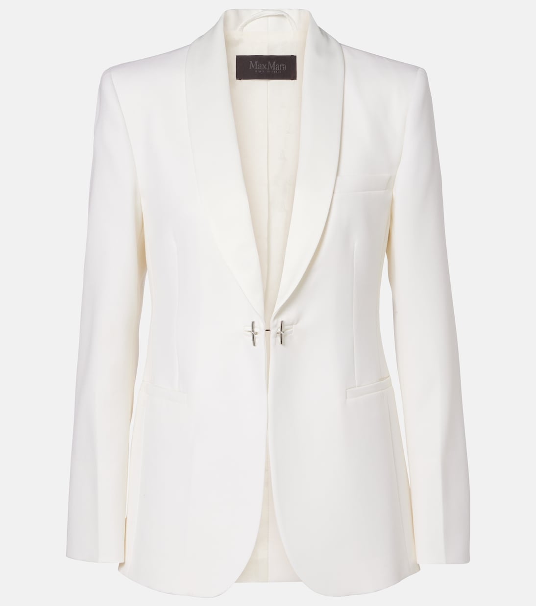 

Блейзер из габардина из натуральной шерсти с атласной отделкой Max Mara, Bianco