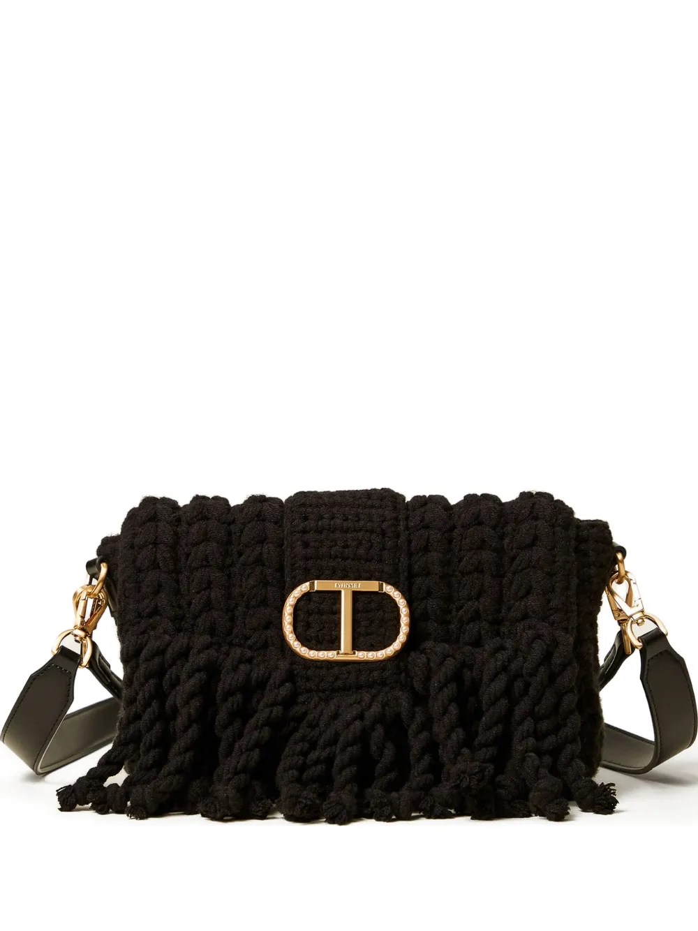 

Сумка-сэтчел с логотипом и бахромой Twinset, черный