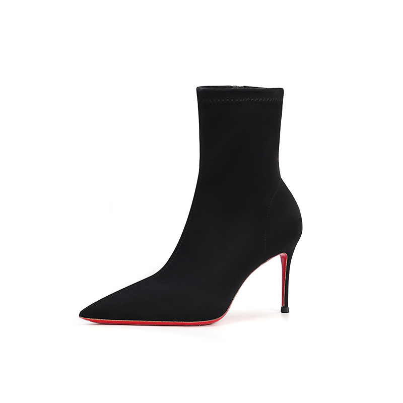 MERY CAREY MO Женские черные ботильоны без подкладки на каблуке 8 см, цвет Black Unlined[8CM]