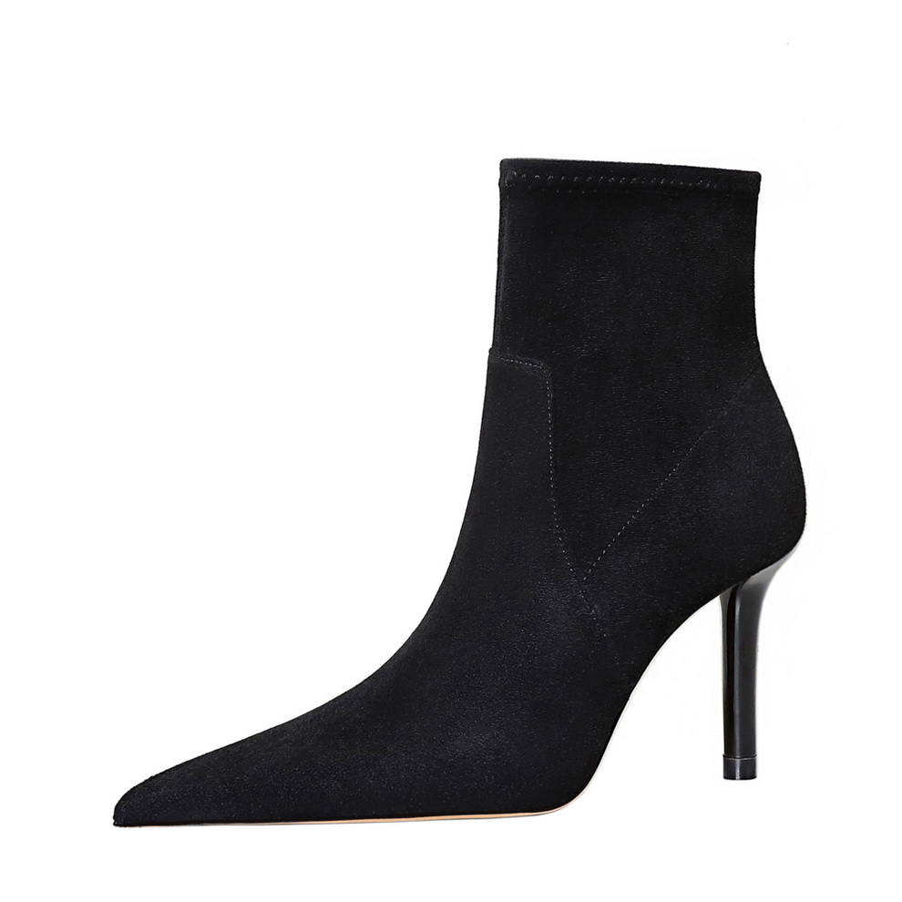 Dunnu Черные женские ботильоны на каблуке 9,5 см, без подкладки, цвет Black, Unlined