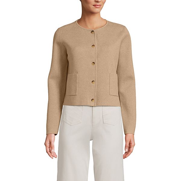 

Женский свитер-блейзер из тонкого хлопка Milano Lands' End, Vicuna Heather