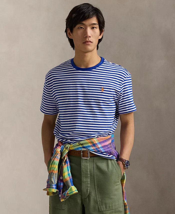 

Мужская полосатая футболка Classic-Fit из джерси Polo Ralph Lauren, синий