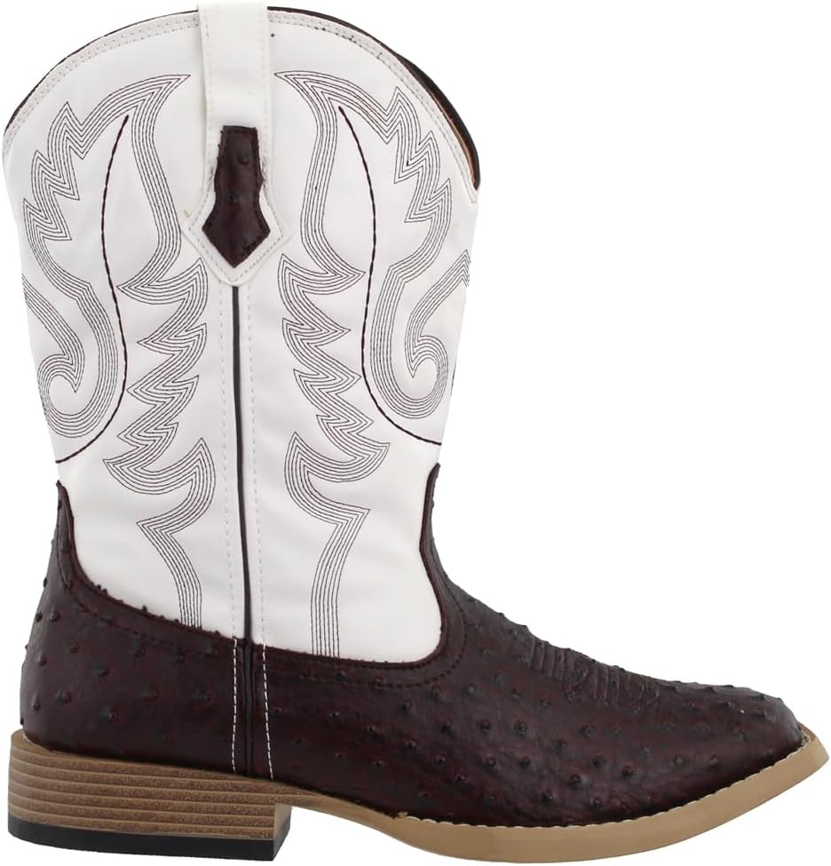 

Мужские повседневные ботинки Roper Bumps из страусиной кожи с квадратным носком, средний голенище - коричневые, белые, коричневый