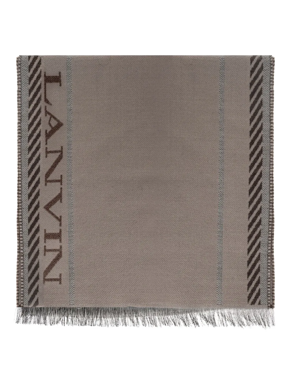 

Шарф с принтом-логотипом и бахромой Lanvin, серый