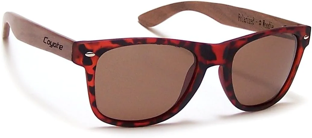 

Поляризованные солнцезащитные очки Coyote Eyewear Woodie | Дужки из натурального дерева | Универсальный дизайн | Чехол для хранения в комплекте, Tortoise/Walnut