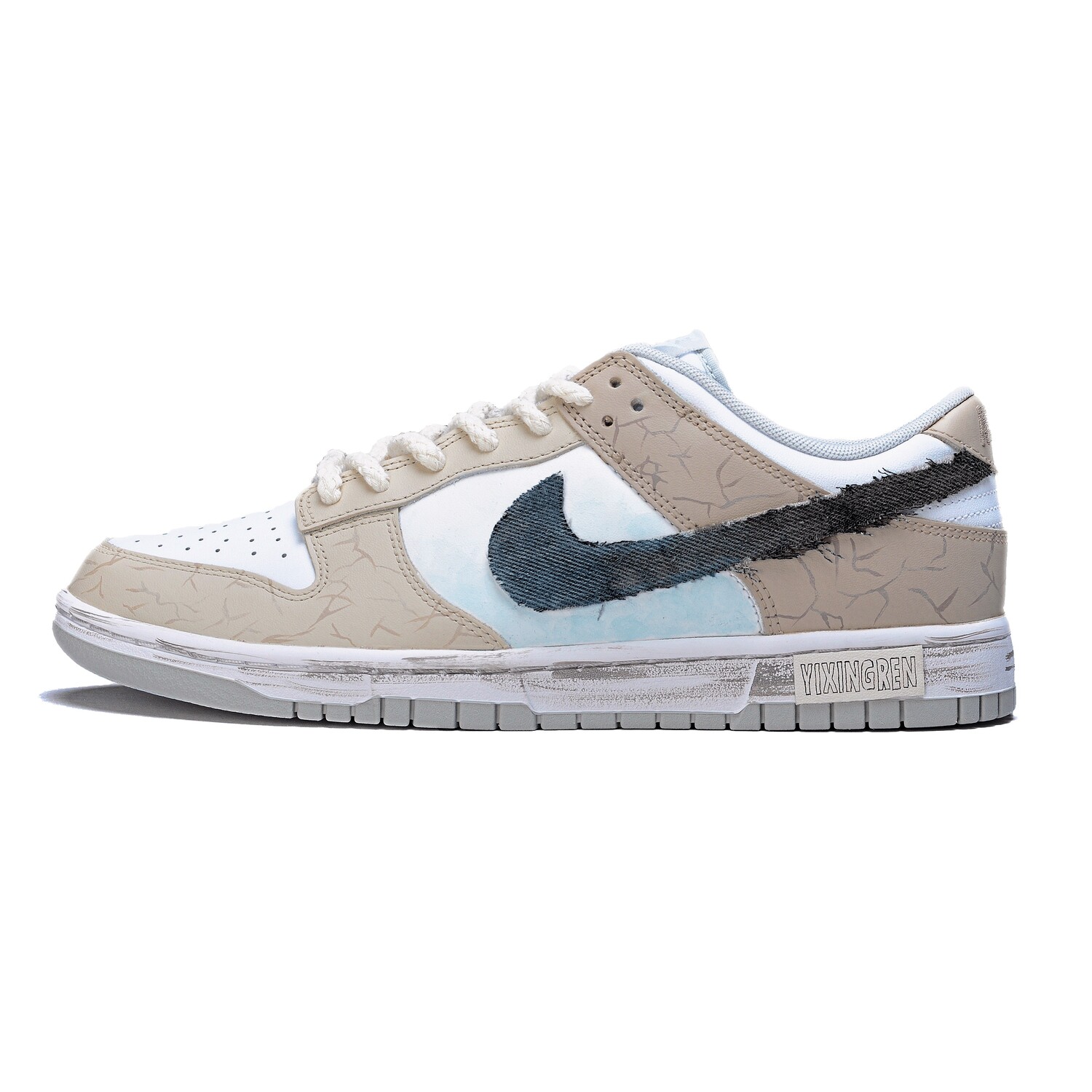 

Кроссовки Nike Dunk Skateboarding Shoes Men Low-top White/Desert Yellow, хаки