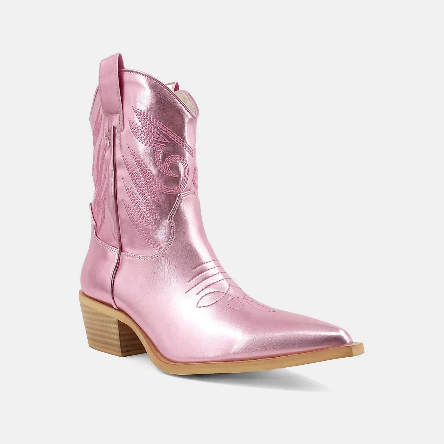 Женские ковбойские сапоги Zahara в металлическом розовом цвете SHU SHOP