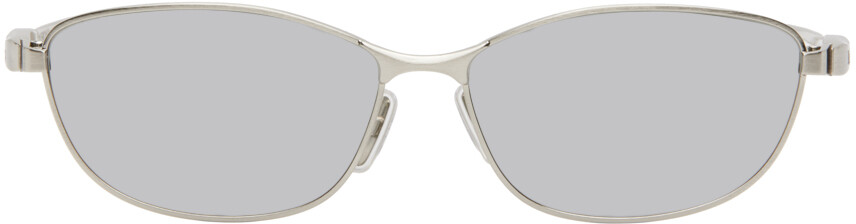 

Серебряные солнцезащитные очки Miami Balenciaga, Silver/Silver/Silver