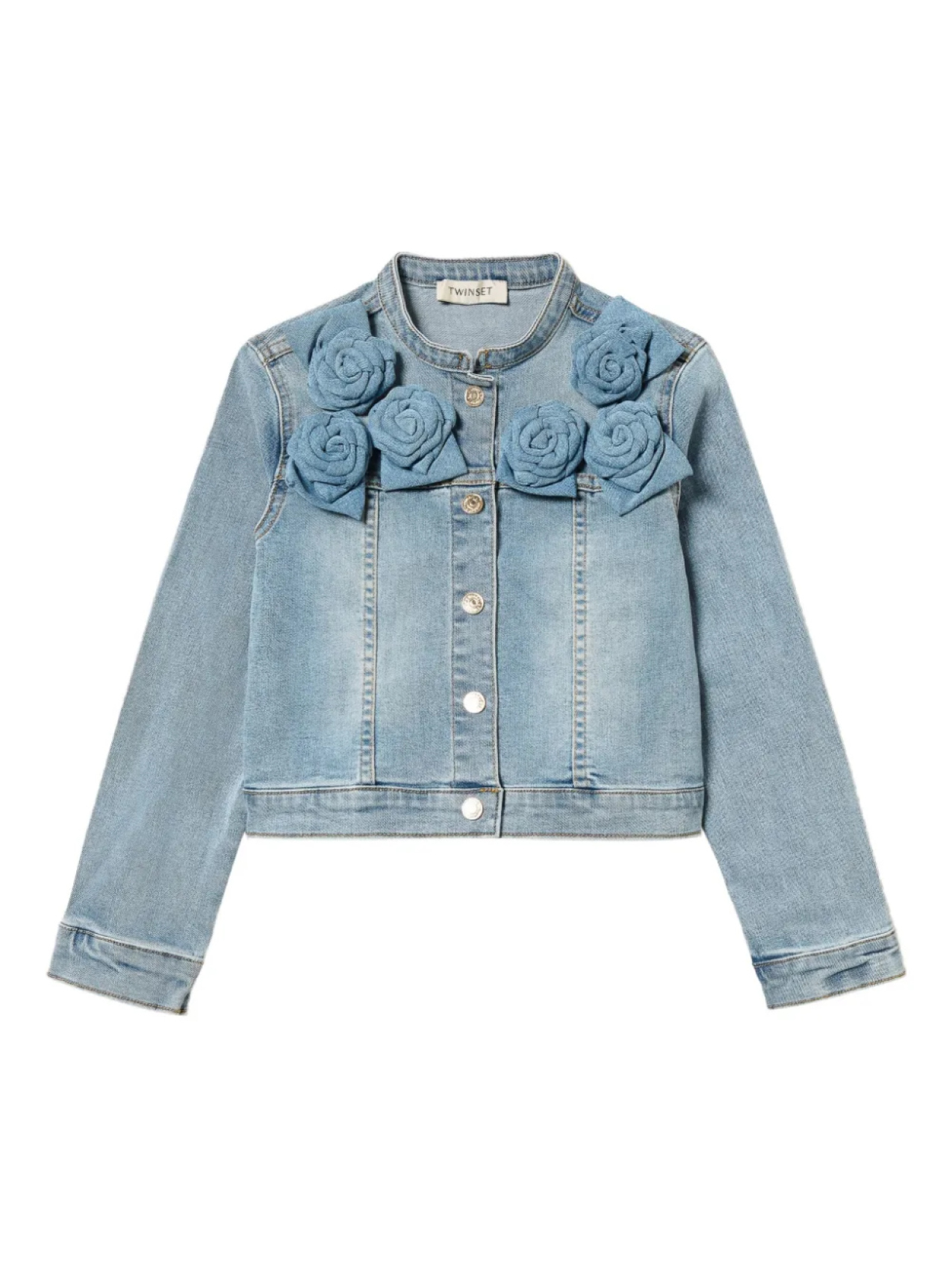 

Джинсовая куртка с розовым декором TWINSET Kids, синий