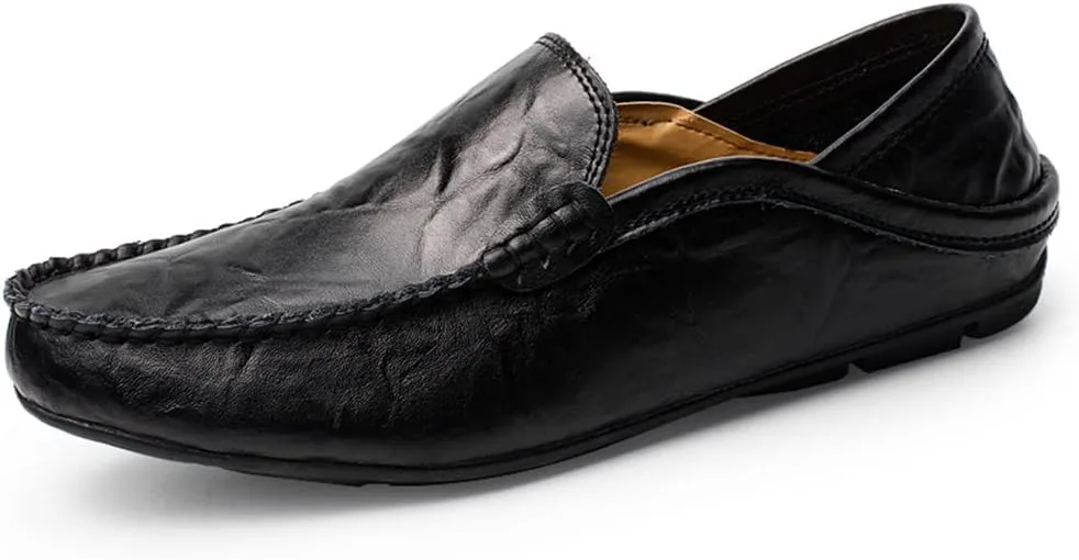 

Мужские лоферы Maylrvjv, слипоны, повседневные кожаные туфли, удобные мягкие гибкие обувь для вождения, на плоской подошве, черный
