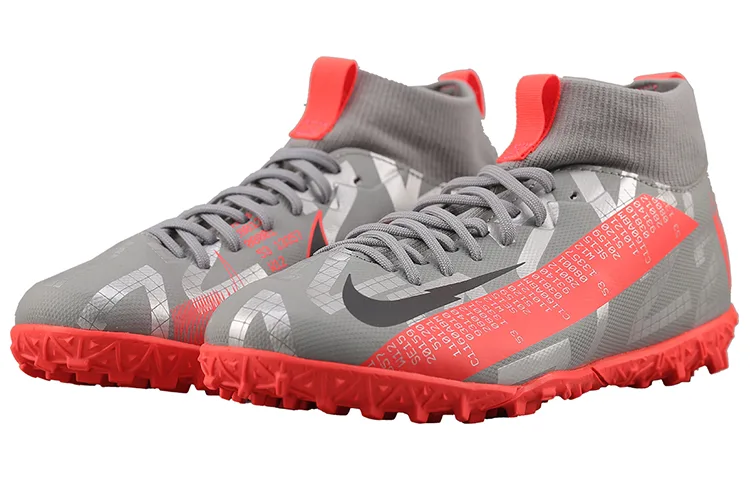Nike Бутсы для футбола Mercurial Superfly 7 Mid top, устойчивые к истиранию, серебристо-серые с розовым — фото 4