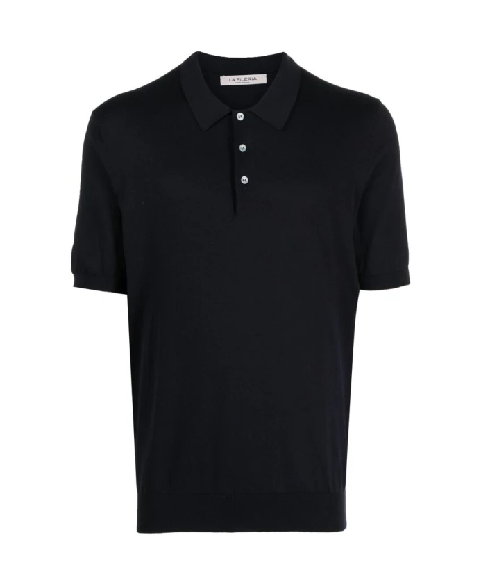 

Вязаный свитер-поло темно-синего цвета La Fileria, синий