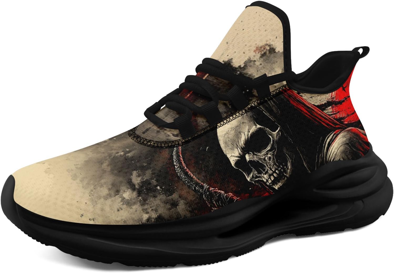 

Кроссовки AWSOLE Fashion Skull для мужчин и женщин, легкие, дышащие, на шнуровке, готические, для бега, тенниса, бейсбола и тренировок, черный/красный/бежевый