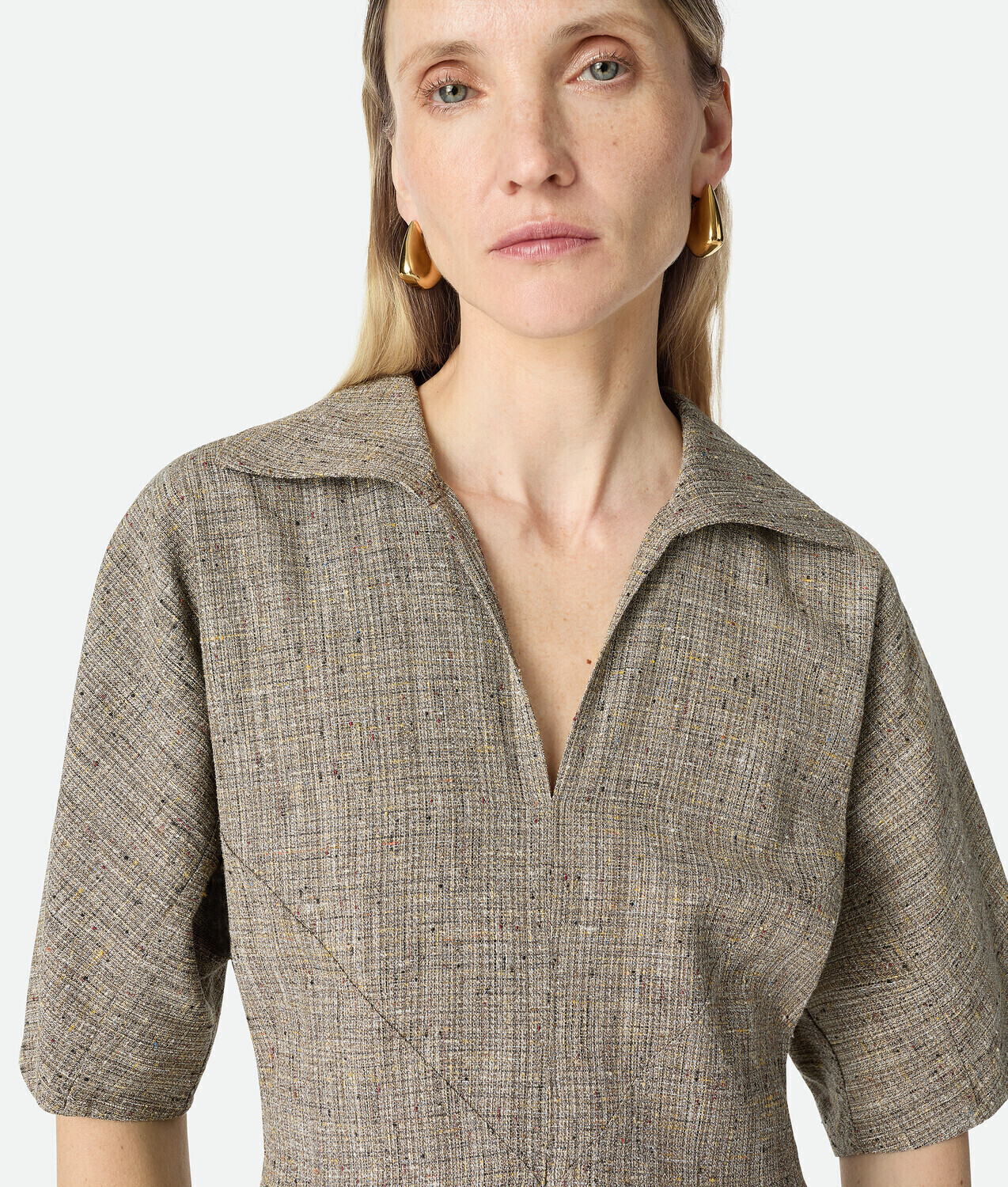 Fleck viscose dress BOTTEGA VENETA, сахара мел/мульти — фото 4