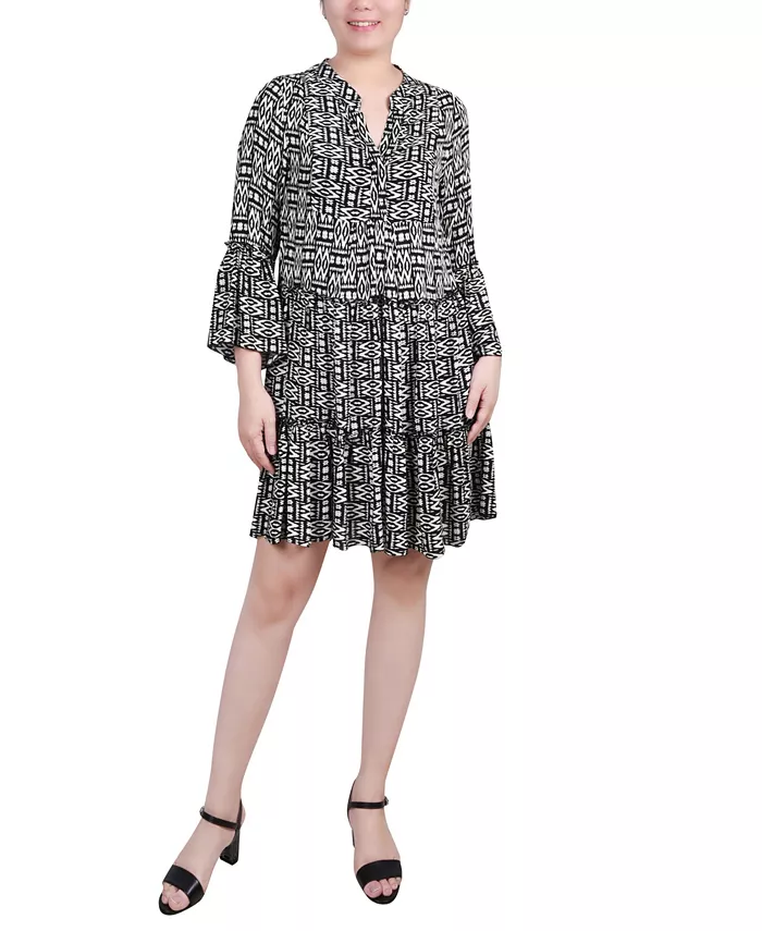 

Миниатюрное платье с рукавом 3/4 и ярусами NY Collection, мультиколор