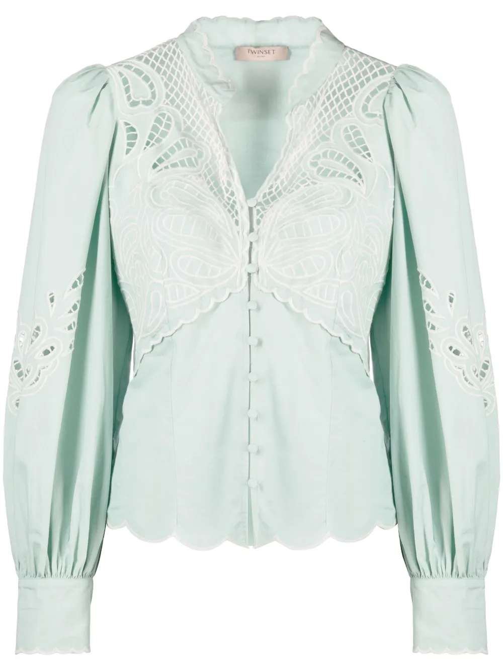 

Поплиновая рубашка с перфорацией Twinset, зеленый