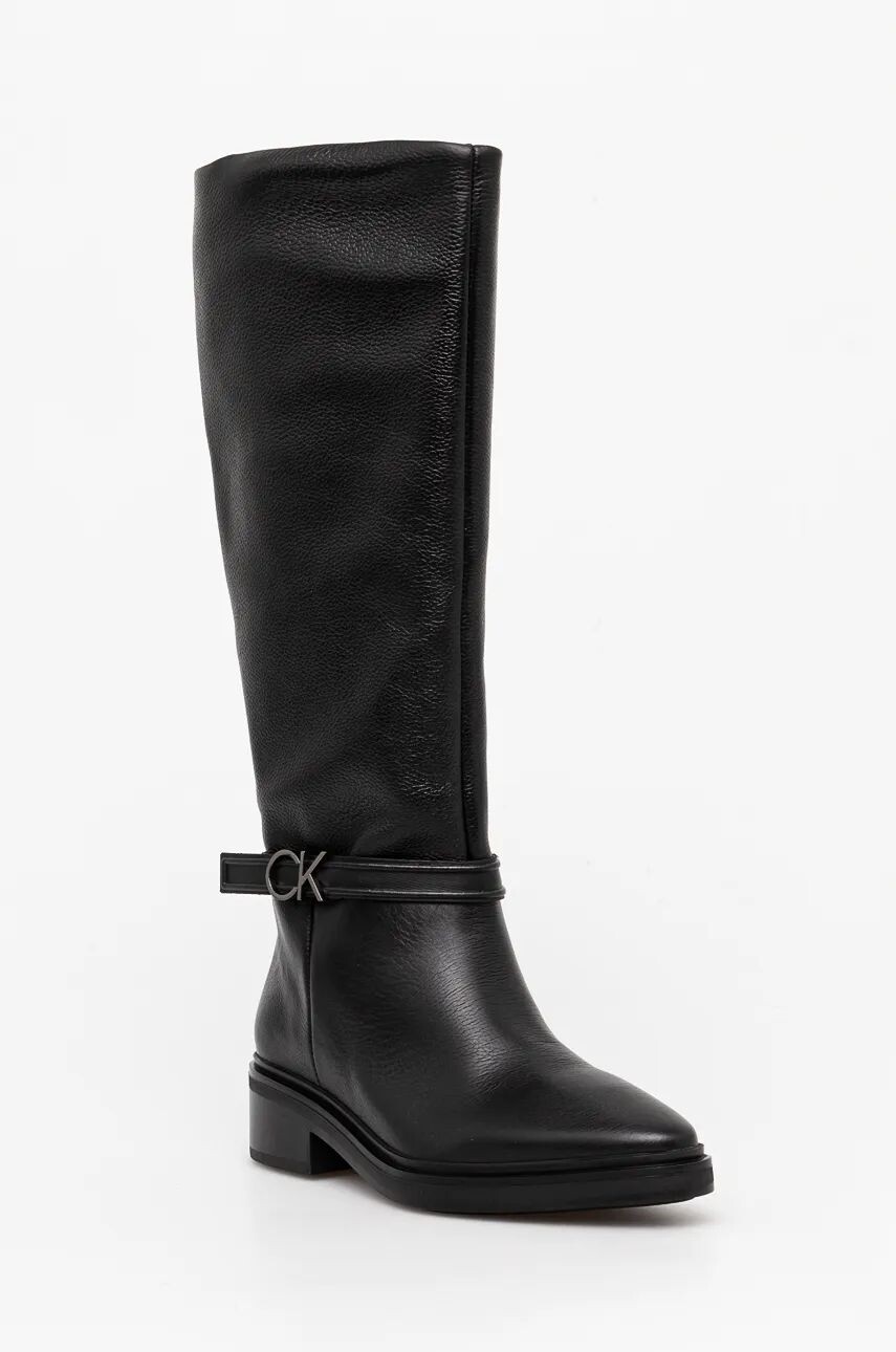 

Кожаные сапоги Calvin Klein HEEL KNEE BOOT 30 W/HW LTH, черный