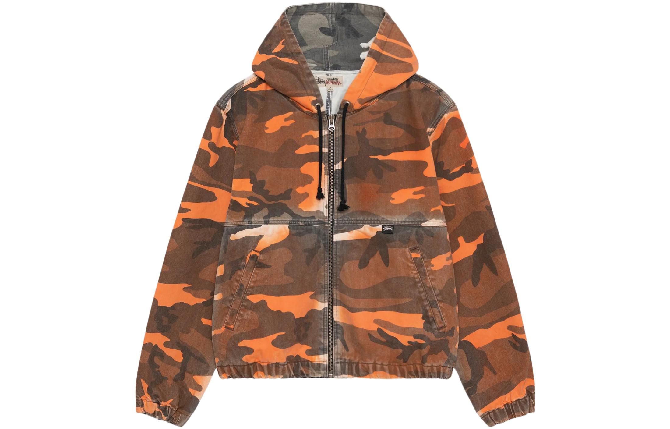 Куртка рабочая с капюшоном и эффектом спрей-краски Stussy, черная — фото 4