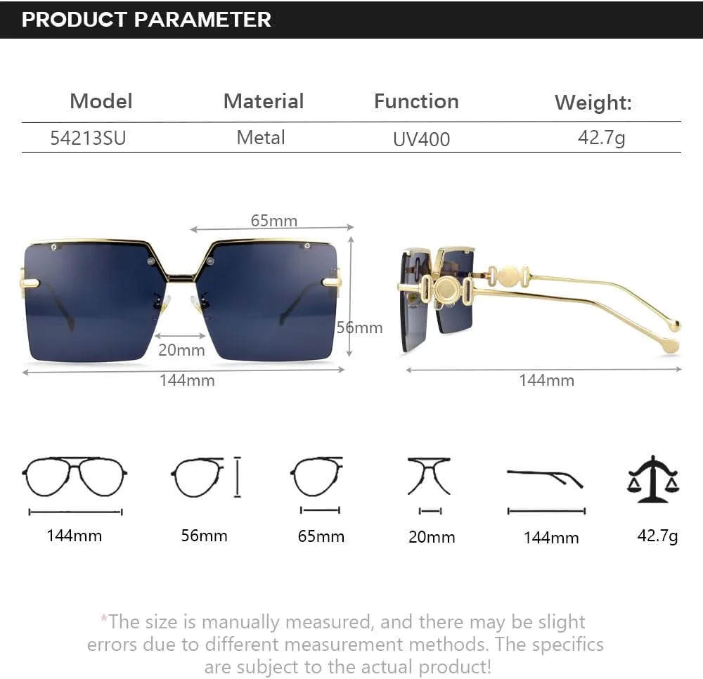 

Солнцезащитные очки в крупной прямоугольной оправе, модные, для мужчин и женщин, без оправы, защита от УФ-излучения UV400, винтажные очки TYUVIVO, Blue Pink