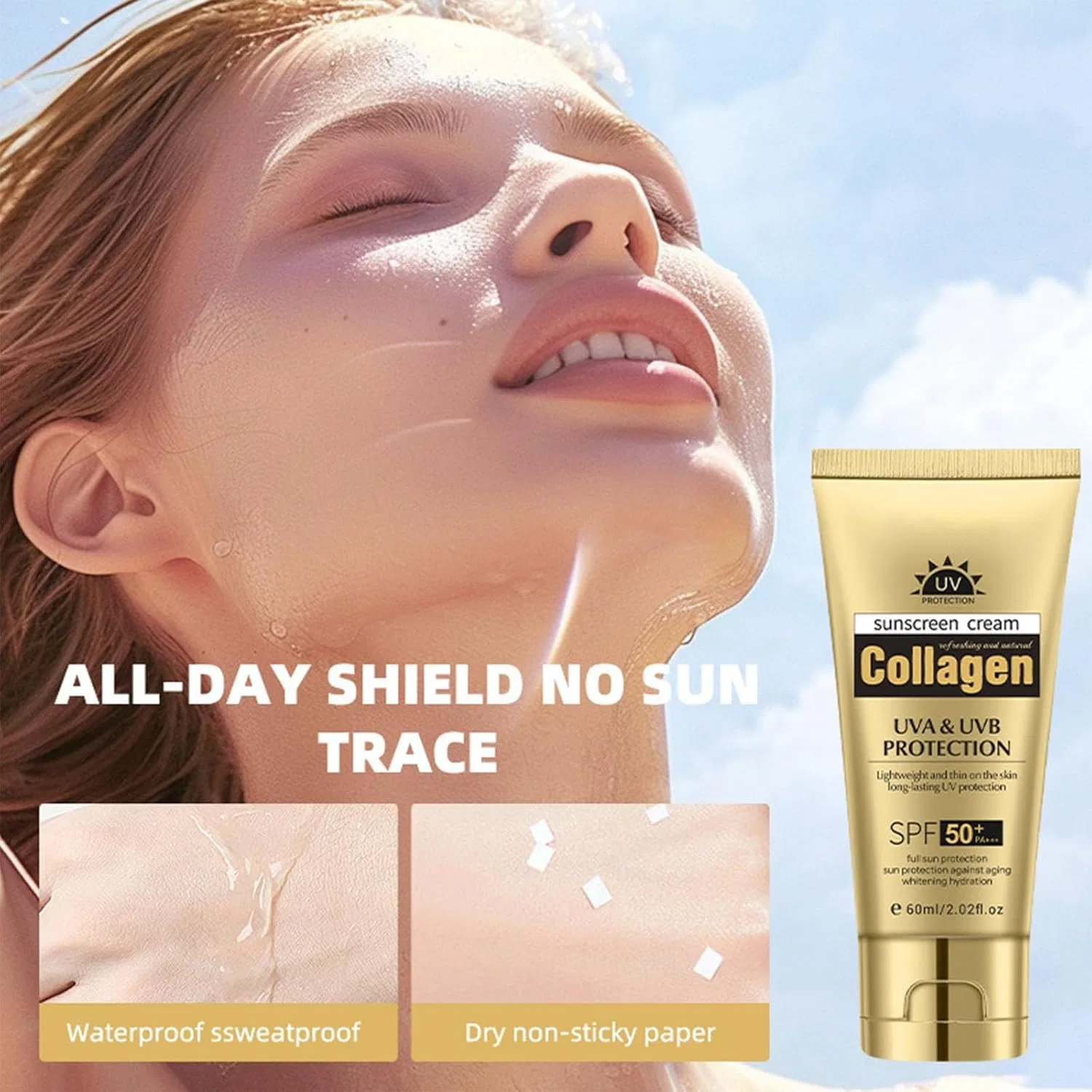 Легкий тонирующий солнцезащитный крем SPF 50+ для лица и тела, 60 мл, 3 шт. Nthfecg, 3Pc — фото 3