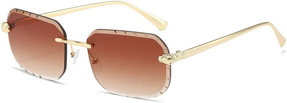 

Модные безрамочные металлические солнцезащитные очки для мужчин и женщин, прямоугольные солнцезащитные очки в стиле ретро, ​​очки для путешествий TKKTLLT, Gold Gradient Brown