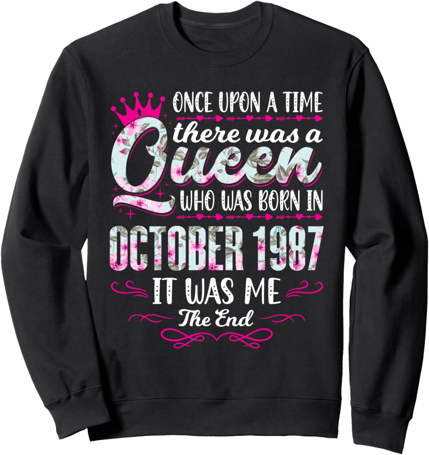 

Queen, родившаяся в октябре 1987 года - Милая толстовка в честь 37-летия девушки 37Th Girl Birthday Party Apparel, черный
