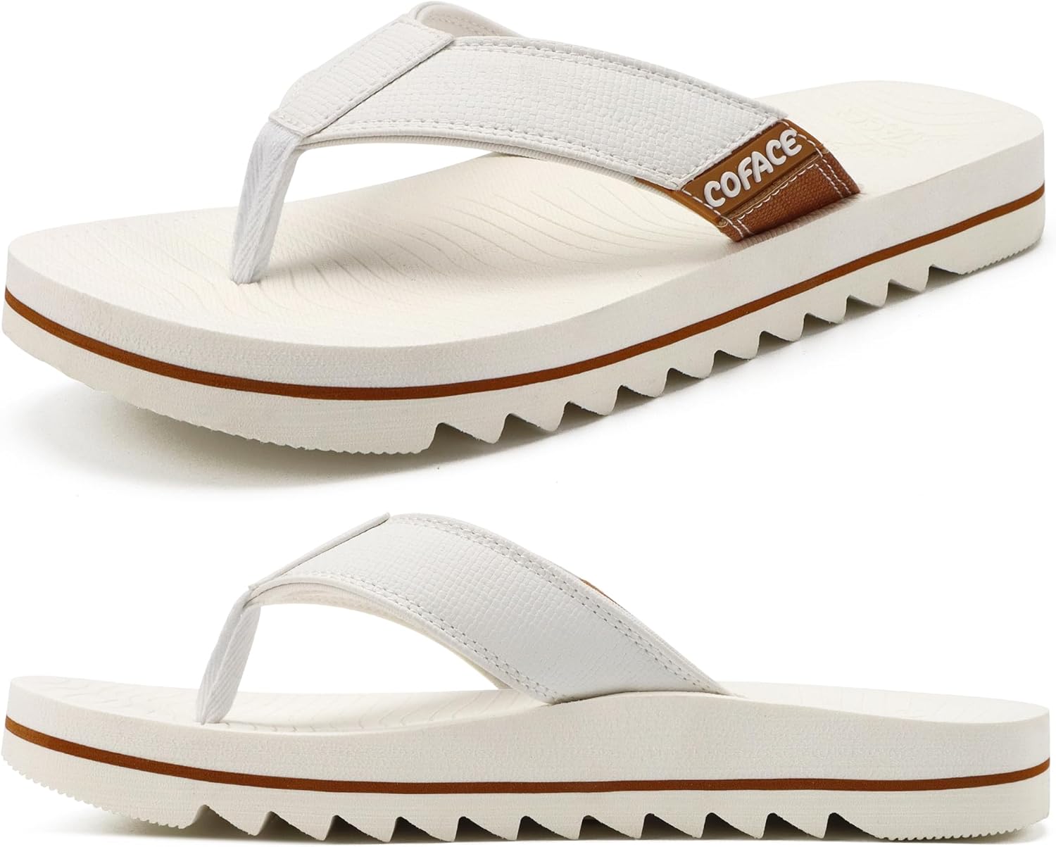 

Мужские шлепанцы COFACE с поддержкой свода стопы, спортивные пляжные вьетнамки, кожаные сандалии для мужчин, лето 2025, белый